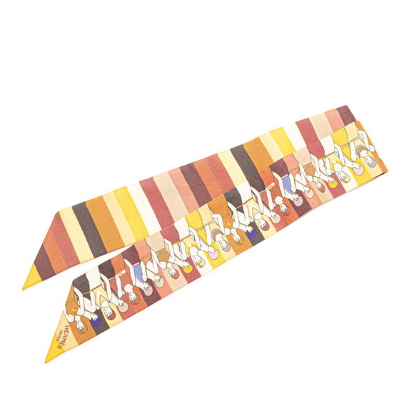 Hermès Twilly "Les Baigneuses" Water Playing Scarf, Beige Multicolor Silk, Wo... - Picture 1 of 7
